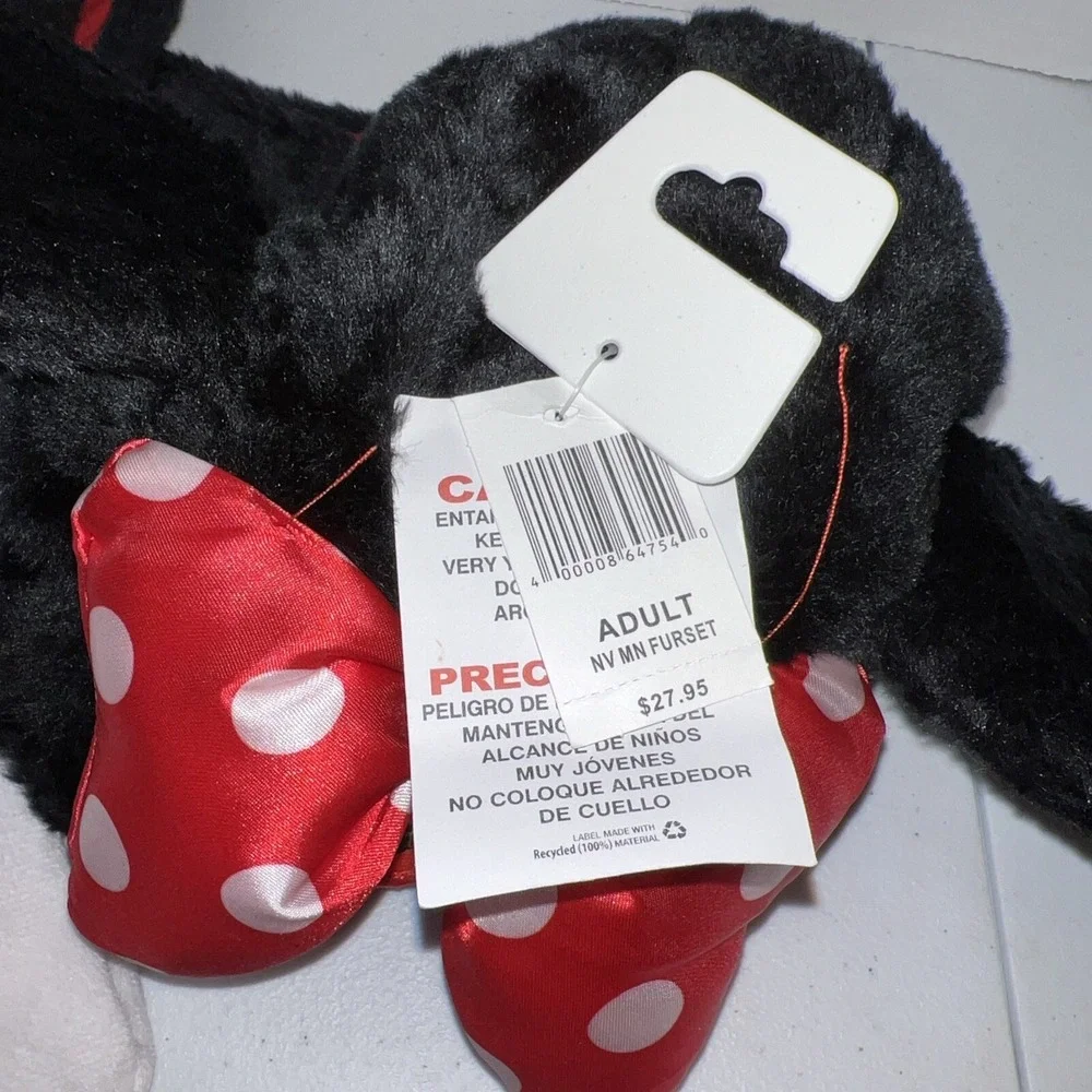 Disney Parks Minnie Mouse Mickey Mouseketeers Faux‎ Fur Hat w/ Scarf Mittens NWT
